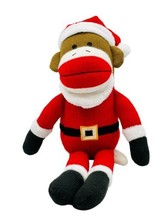 Animal Adventure Sock Monkey Santa Plush 10 inch 2012 Christmas Stuffed Animal - $18.69