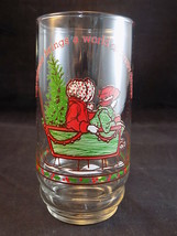 COCA-COLA Lmtd EDITION CHRISTMAS GLASS HOLLY HOBBIE 1977 SLED THEME 2 OF... - $9.89