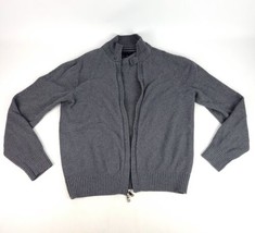 Banana Republic Mens Zip Up Sweater Size Large Gray Cotton Silk - £30.85 GBP