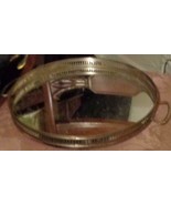 Beautiful Vintage Silver Tin Vanity Tray - Enameled Glass Bottom - UNIQU... - $95.06 CAD