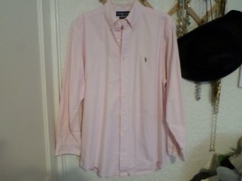 Ralph Lauren Men&#39;s Yarmouth Cotton Oxford Button Down Pink Shirt Sz 16/32 - £19.47 GBP