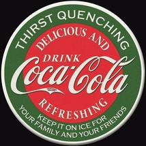 New Coca Cola Thirst Quenching Round Decorative Metal Refrigerator Magnet Coke - £2.63 GBP