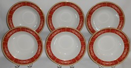 Set (6) Mikasa PARK ROSE BURGUNDY PATTERN Rimmed Cereal or Dessert Bowls - $39.59