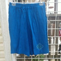 Women&#39;s Linen Bermuda Shorts Vintage Nancy Bolen City Girl Blue Size Medium - £6.33 GBP
