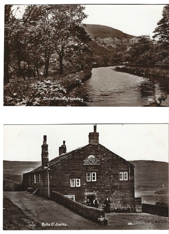 Primary image for England UK Bills O' Jacks Moor Cock Inn & Scout Rock Mossley RPPC Postcards x2