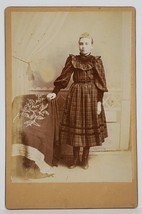 Victorian Girl in Plaid Dress Studio Cabinet Card Photo GG91 - £11.82 GBP