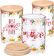 Mother&#39;S Day Glass Storage Jars 3 Pcs with Airtight Bamboo Lid, Glass Jar with L - £22.98 GBP