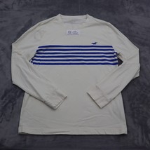 Hollister Shirt Mens S White Long Sleeve Round Neck Stripe Knit Cotton Tee - £14.71 GBP