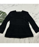 J.Crew Point Sur Lacey Top Size 8 Black Crochet Trim Peasant Bell Sleeve... - $26.72