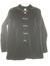 Vintage Clio Mandarin Style Jacket Women’s Size M Black Velour Elegant - $19.99