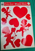 Vintage 2000 Valentines Precious Moments Cupids Bears Hearts Window Clin... - $27.20