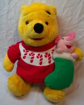 Mattel Holiday Winnie The Pooh Bear &amp; Piglet 15&quot; Plush Stuffed Animal Toy 1996 - $19.80