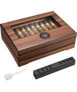 Handmade Cedar Wood Cigar Humidor Box with Humidifier and Hygrometer - $766.98 MXN