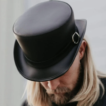 Bromley Men&#39;s Top Hat with Carriage Hat Band 100% Genuine Leather Handma... - £29.83 GBP+