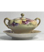 NIPPON Japan Hand Painted Jam Sugar Condiment Bowl Gold Moriage Maple Le... - £22.27 GBP