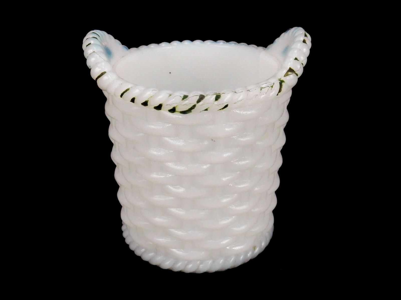 White Milk Glass Toothpick Holder, Rope Edge Basketweave, Westmoreland, #TPK-310 - $24.45