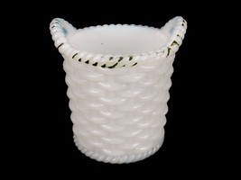 White Milk Glass Toothpick Holder, Rope Edge Basketweave, Westmoreland, ... - $24.45