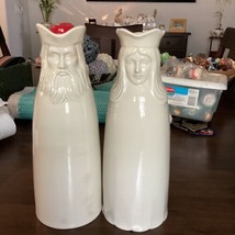 Vintage Santa Mount Hope Holiday Wine Jugs (2) Japan 9&quot; Use For Syrup, Oil, Wine - £19.78 GBP