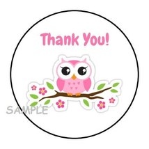 30 Pretty Thank You Pink Owl Envelope Seals Labels Stickers 1.5&quot; Round - £5.98 GBP