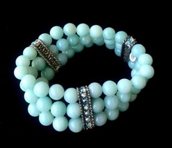 KIRKS FOLLY &quot;Peace Paradise Love&quot; Blue Glass Beaded 3 Strand BRACELET - ... - £66.95 GBP