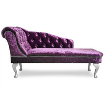 Regent Handmade Tufted Purple Crushed Velvet Chaise Longue Bedroom Accen... - £220.24 GBP+