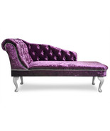 Regent Handmade Tufted Purple Crushed Velvet Chaise Longue Bedroom Accen... - £223.15 GBP+