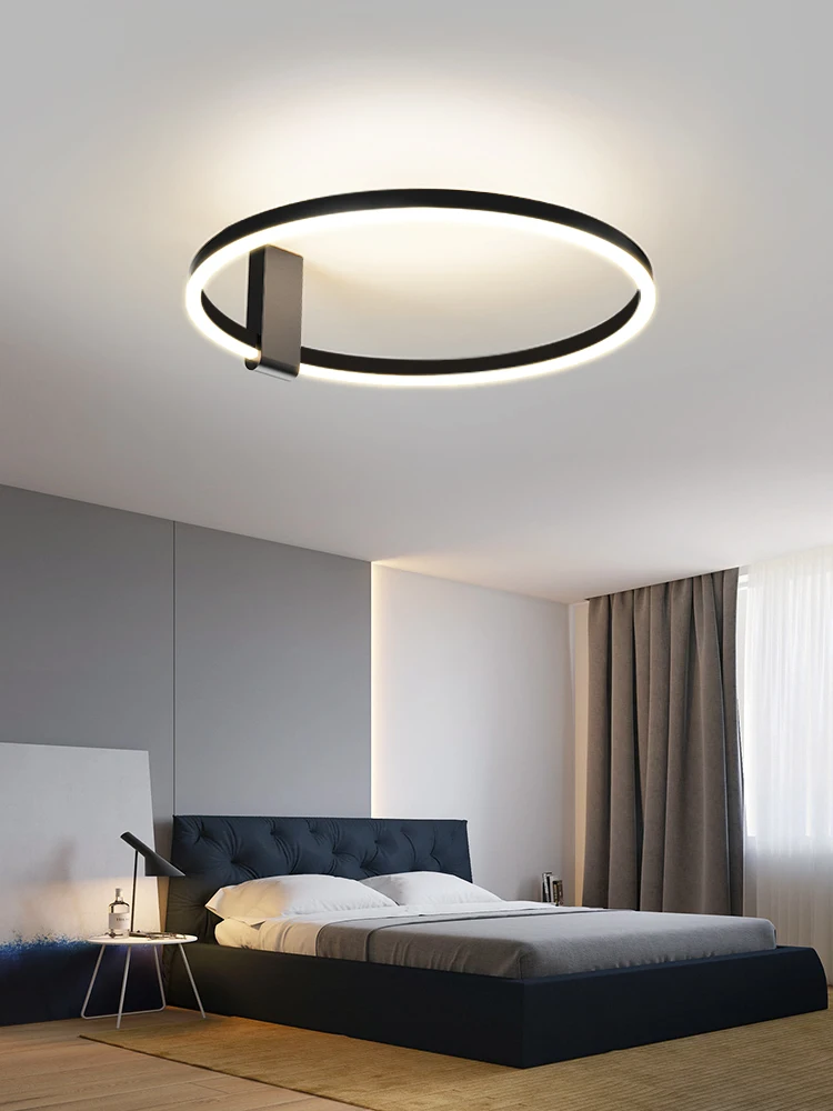  Creative LED Ceiling Light Minimalist Ring Master room Study Lamp Black White A - £167.63 GBP