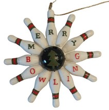 Merry Bowling Pin Christmas Tree Ornament Holiday Decoration - £11.19 GBP