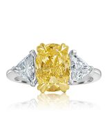 3 Stone GIA 3.93 Ct VVS2 Oval Cut Light Yellow Diamond Engagement Ring 18k Gold - $22,809.01
