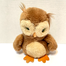 Vintage Dakin 1975 Obie Owl Plush Stuffed Animal Green Eyes Brown 7&quot; Weighted - £11.62 GBP