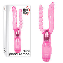 Adam &amp; Eve Dual Pleasure Double Penetration Vibrator Pink - £31.93 GBP