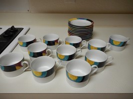 Mikasa California Currents Set of 11 Cups &amp; 10 Saucers Excellent Condition - £47.60 GBP