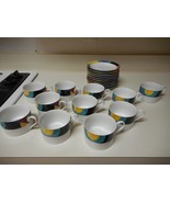 Mikasa California Currents Set of 11 Cups &amp; 10 Saucers Excellent Condition - £46.89 GBP