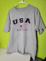 Vintage Y2K USA Original Boston Spellout Shirt Gray Mens XL American Flag - $24.49