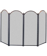 Panacea 15106 4 Panel Fireplace Screen, Antique Brass and Black - $87.71 CAD