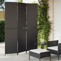 Room Divider 3 Panels Black Poly Rattan - Create Private Space Indoors &amp; Outdoor - £115.07 GBP