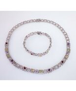 Splendido Multicolore Originale Gemme Collana e Bracciale Set IN Sterling - €330,96 EUR