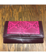 Vintage ladies multi compartment wallet brown with pink design  - $21.73