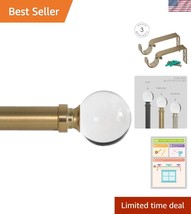 Elegant Warm Gold Telescoping Curtain Rod with Clear Acrylic Finials, 48... - $48.00