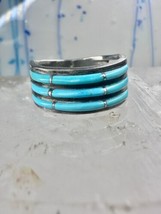 Zuni ring turquoise band size 8 sterling silver women - £67.27 GBP