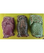 Ceramic Owls See Hear Speak No Evil Distressed Glaze 6 Inches, Set Of Th... - $22.74