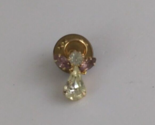Vintage White &amp; Lavender Jeweled Angel With Gold Tone Halo Lapel Hat Pin - $8.25
