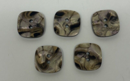 Lot 5 Square Abalone Multicolor Shiny Shell Buttons - £11.62 GBP