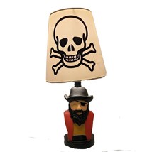 Pirate Lamp w Shade Blackbeard Handpainted Ceramic 16&quot; Nautical Ship Novelty Sea - £27.94 GBP