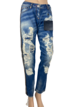 RRP 1700EUR, Philipp Plein Milkshake jeans con borchie taglio fidanzato 26 - £264.57 GBP