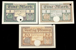 1918 Notgeld Money Error Note - 3pc Set from Beckum, Germany // Alignment Error - £77.68 GBP