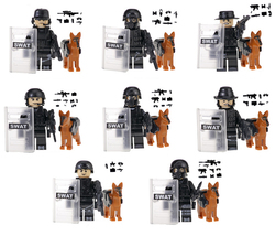 8pcs/set Military Police SWAT &amp; Police Dogs Minifigures + Free Stand for Kids - £11.90 GBP