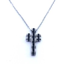Men&#39;s Italian Stainless Steel Cable Chain Cross Necklace - £14.07 GBP