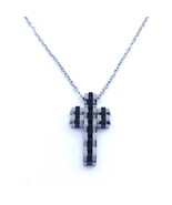 Men&#39;s Italian Stainless Steel Cable Chain Cross Necklace - £14.34 GBP