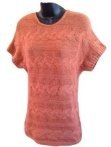 Cynthia Rowley Short Sleeve Cable Tunic Sweater Pumpkin Orange Women&#39;s S... - £9.73 GBP